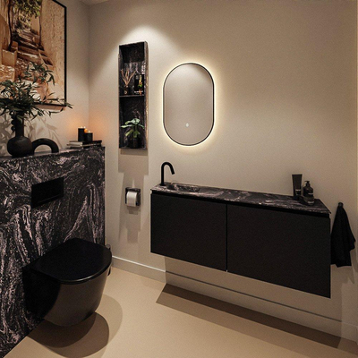 MONDIAZ TURE-DLUX 120cm toiletmeubel Urban. EDEN wastafel Lava positie links. Met 1 kraangat.