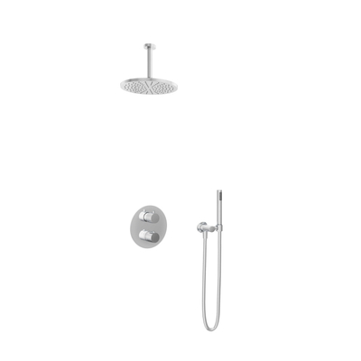 Hotbath Buddy IBS - Regendoucheset - 2-weg-omstel - 15cm plafondarm - 25cm ronde hoofddouche - staafhanddouche - hoogglans chroom