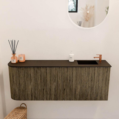 Mondiaz JOYA 111.6cm toiletmeubel - ronding links kleur Dusk - Wastafel FAYE positie Rechts 1 kraangat kleur Urban.