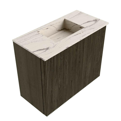 Mondiaz JOYA-DLUX Meuble de toilette 50cm - couleur Shadow - Vasque FAYE position Milieu Sans trou de robinet couleur Nata