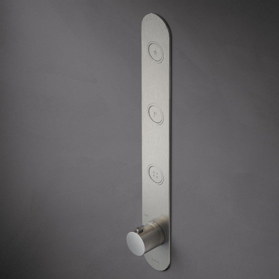 Hotbath Cobber Afbouwdeel inbouwthermostaat - met 3 pushbuttons verticale plaatsing - geborsteld nikkel (RVS)