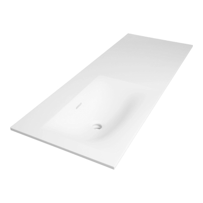 Saniclass Furiosa Lavabo pour meuble 120.5x1.5x46cm 1 vasque sans trous rectangulaire Fine Stone Blanc mat