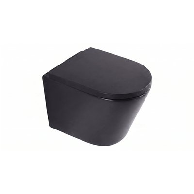 QeramiQ Dely Pack WC suspendu - 36.3x51.7cm - à fond creux - rimless - abattant 35mm - noir mat