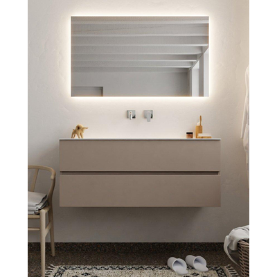 Mondiaz VICA Ensemble de meuble de salle de bain - 120cm - meuble sous-vasque fumée - 2 tiroirs - lavabo nuage milieu - sans trou de robinet version XL 60cm de haut