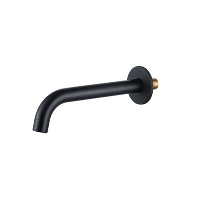 Fortifura Calvi Robinet de baignoire set - bec - 22cm réductible - corps lisse - douchette ronde - partie encastrable - support mural - noir mat