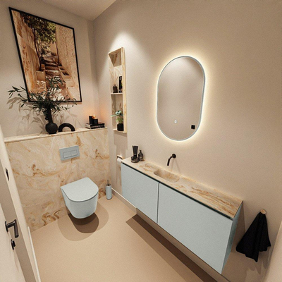 Mondiaz GLOW miroir – ovale – 45 x 90 cm – LED indirecte tout autour – capteur de mouvement – Greey (vert clair/gris)