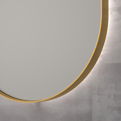 INK SP21 spiegel – ovaal – 50x100 cm – indirecte LED – spiegelverwarming – Goud mat