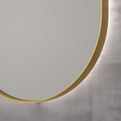 Ink spiegels miroir sp21 ovale dans un cadre en acier, y compris indir led. chauffage. couleur changeante. dimmable et interrupteur 80x40cm or mat