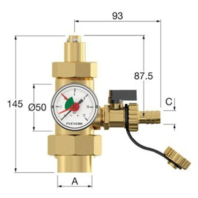 Flamco connexion flexcon 1xavec manomètre