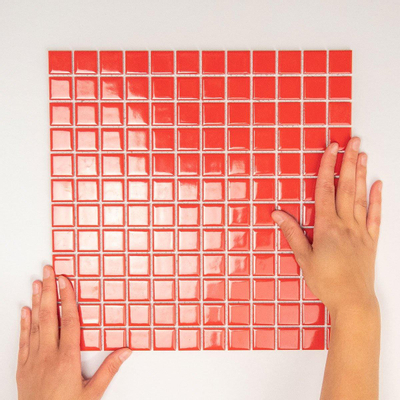The Mosaic Factory Barcelona mozaïektegel - 30x30cm - wandtegel - Vierkant - Porselein Red Glans