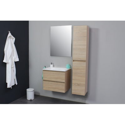 Basic Bella Meuble avec lavabo acrylique 60x55x46cm sans trou de robinet Chêne