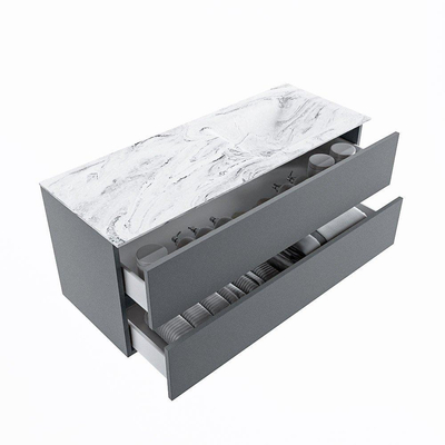 MONDIAZ VICA-DLUX Ensemble meuble de salle de bains - 120cm - meuble bas plata - 2 tiroirs - lavabo encastré cloud à droite - 1 trou de robinet - version haute 60cm - glace