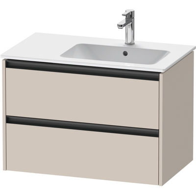 Duravit Ketho.2 Wastafelonderbouwkast - met 2 laden - voor waskom rechts - 81x48x54.9cm - met grepen antraciet - taupe mat