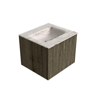 MONDIAZ KURVE-DLUX Meuble de salle de bains 50 cm couleur Shadow avec 1 tiroir et 0 porte. Lavabo GRUNNE Milieu 1 trou de robinet Nata.