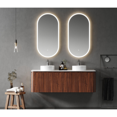 Saniclass Terra Meuble sous lavabo - 140cm - 4 tiroirs - coins arrondis - châtaignier (noyer)