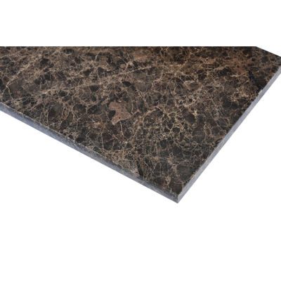 Saniclass Noche Topblad - 100x46cm - zonder kraangaten - 1 sifon-uitsparing - gemeleerd natuursteen - Dark Emperador