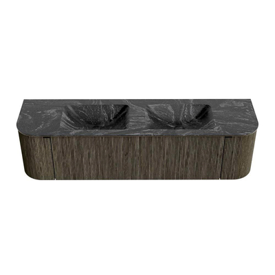 Mondiaz KURVE-DLUX Badkamermeubelset - 170x46x40cm - 1 lade - 2 deuren - wastafel solid surface - dubbel - zonder kraangat - Shadow
