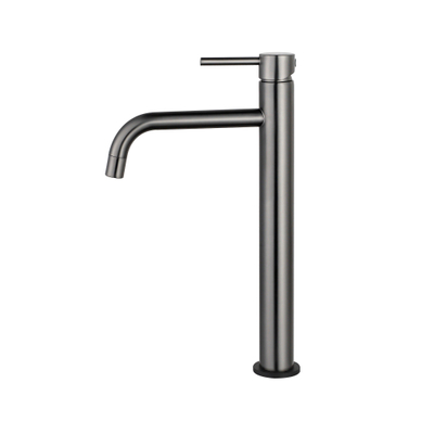 Fortifura Calvi Slim Wastafelkraan - 32cm - verhoogd - opbouw - Geborsteld Gunmetal PVD TWEEDEKANS