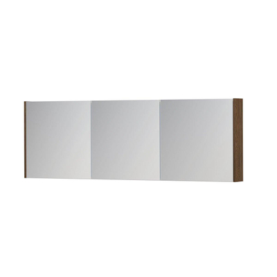INK SPK1 spiegelkast – 180x60x14 cm – 3 deuren, dubbelzijdige spiegeldeuren – Massief eiken Chocolate