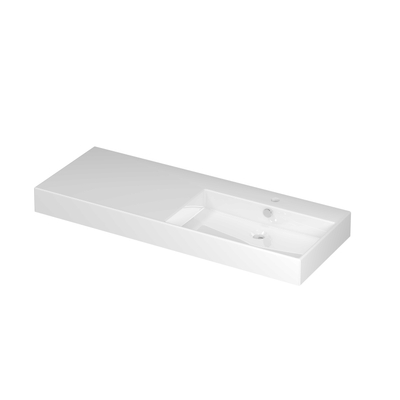 INK Unlimited lavabo - 120x45x11cm porcelaine droite avec 1 trou de robinet - brillant blanc