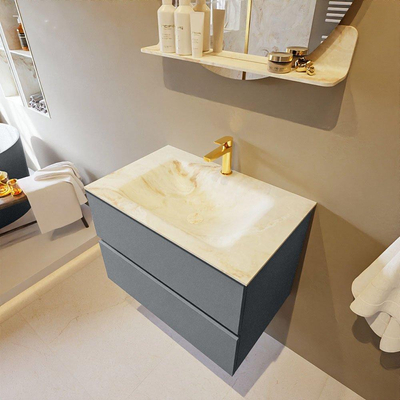 Mondiaz VICA-DLUX Ensemble de meuble de salle de bain - 70cm - meuble sous-vasque plata - 2 tiroirs - lavabo encastrée cloud milieu - 1 trou de robinet - version haute de 60cm - frape