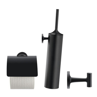 Duravit Starck T Toiletset - toiletrolhouder - borstelgarnituur - handoekhaak - zwart SHOWROOMMODEL