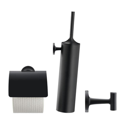 Duravit Starck T Toiletset - toiletrolhouder - borstelgarnituur - handoekhaak - zwart