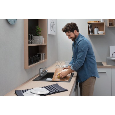 Hansgrohe M42 M421-H100 Mitigeur de cuisine 1 trou avec bec pivotant à 360° chrome