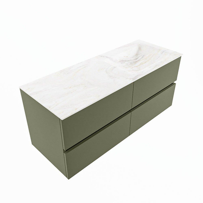 Mondiaz VICA-DLUX ensemble de meuble de salle de bain - 120cm - meuble sous-vasque armée - 4 tiroirs - lavabo encastré nuage droite - sans trous de robinet - version haute de 60cm - ostra