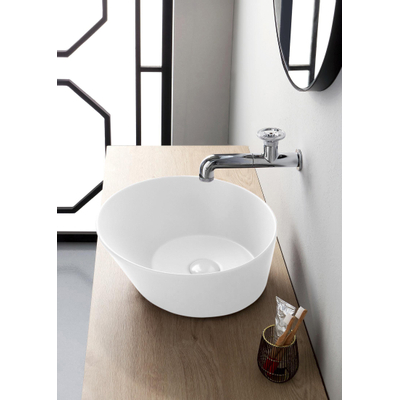 By goof mees lavabo design 42x42x16,5cm rond blanc mat seconde choix