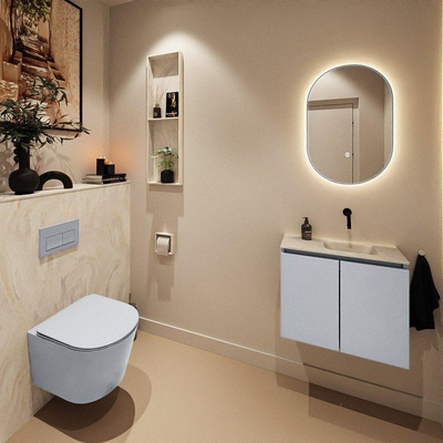 MONDIAZ TURE-DLUX Meuble toilette - 60cm - Clay - EDEN - vasque Ostra - position droite - sans trou de robinet