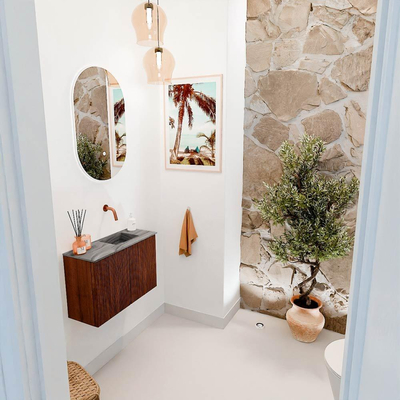 Mondiaz JOYA-DLUX Meuble de toilette 60cm - couleur Ruby - Vasque FAYE position Droite Sans trou de robinet couleur Sombra