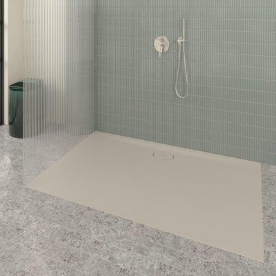 Villeroy & Boch Ecora douchebak - 160x100x3.5cm - afvoer lange zijde - almond (beige)