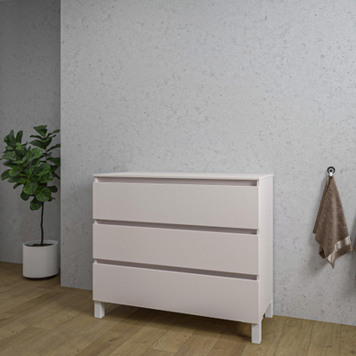Saniclass Chaci PLUS Badkamermeubelset - 100x86x46cm - topblad - 3 lades - mat cotton (beige)