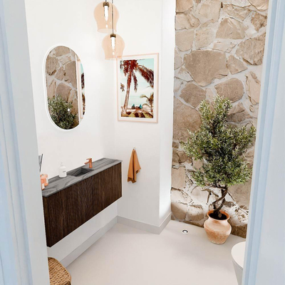 Mondiaz JOYA-DLUX 100cm toiletmeubel - kleur Walnut - Wastafel FAYE positie Midden 1 kraangat kleur Sombra.