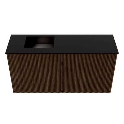 Mondiaz JOYA 80cm toiletmeubel - kleur Walnut - Wastafel FAYE positie Links Zonder kraangat kleur Urban.
