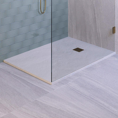 BRAUER Asteroid Douchebak 90x140 incl. antislip en antibacterieel mineraalmarmer mat wit