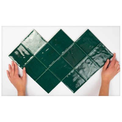 Terravito Bemare wandtegel - 10x10cm - 8mm - Vierkant - Olijfgroen glans