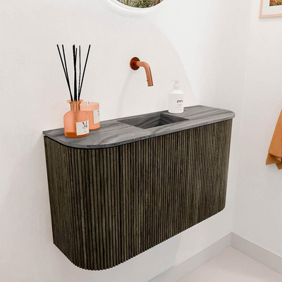 Mondiaz JOYA-DLUX 73.2cm toiletmeubel - ronding links en rechts kleur Shadow - Wastafel FAYE positie Midden Zonder kraangat kleur Sombra.