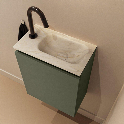 MONDIAZ TURE-DLUX meuble WC 40cm Army. EDEN lavabo Ostra position à droite. Avec 1 trou de robinet.