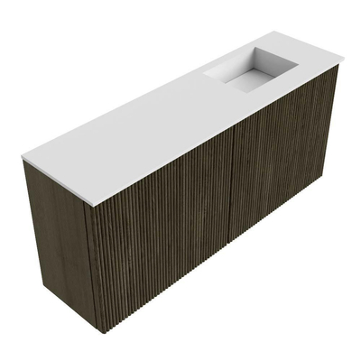 Mondiaz JOYA 90cm toiletmeubel - kleur Shadow - Wastafel FAYE positie Rechts 1 kraangat kleur Talc.