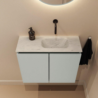 MONDIAZ TURE-DLUX Meuble WC 60cm Greey. Lavabo EDEN Opalo position droite. Sans trou de robinet.