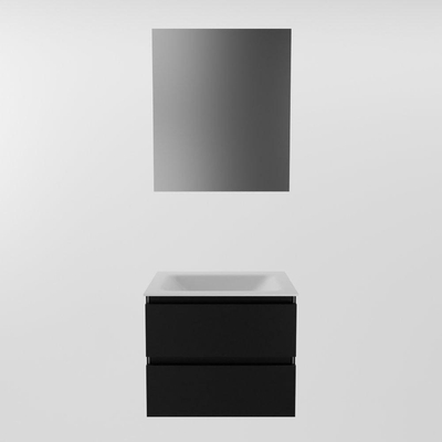 Mondiaz Aivy badmeubelset - 60x45x50cm - 0 kraangaten - 1 wasbak talc Solid surface - Midden - 2 lades - Met spiegel - MDF Urban