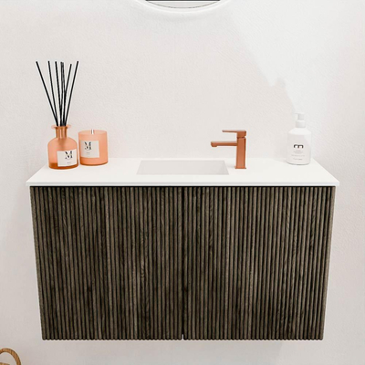 Mondiaz JOYA 70cm toiletmeubel - kleur Shadow - Wastafel FAYE positie Midden 1 kraangat kleur Talc.