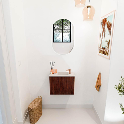 Mondiaz JOYA-DLUX 50cm toiletmeubel - kleur Ruby - Wastafel FAYE positie Rechts 1 kraangat kleur Meli.