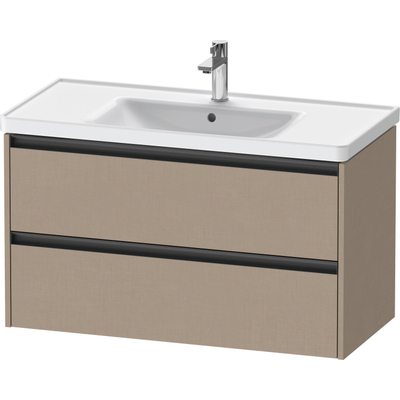 Duravit Ketho 2 meuble sous-lavabo avec 2 tiroirs 98.4x45.5x54.9cm avec poignées anthracite Linnen mat