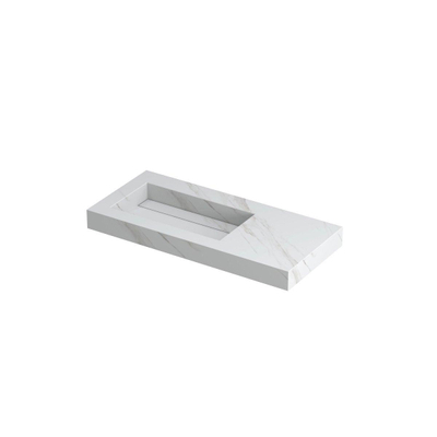 INK Pitch wastafel - 100x45x9cm - 1 wasbak links - 0 kraangaten - drain keramiek Calacatta mat