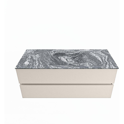 VICA-DLUX 120cm badmeubel onderkast Linen 2 lades. Inbouw wastafel CLOUD midden zonder kraangat, kleur Lava.