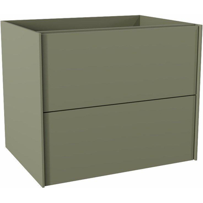 Mondiaz TENCE Ensemble meuble de salle de bains - meuble bas - 60cm - 2 tiroirs - Army - Solid Surface talc - plan de toilette - épaisseur 61cm - vasque Onni - ovale - à poser - Solid Surface Army/Talc