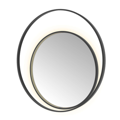 Hotbath &MORE Spiegel Round2 - 100x100cm - direct en indirect LED - spiegelverwarming - dimbaar - met afstandsbediening - PVD - geborsteld zwart